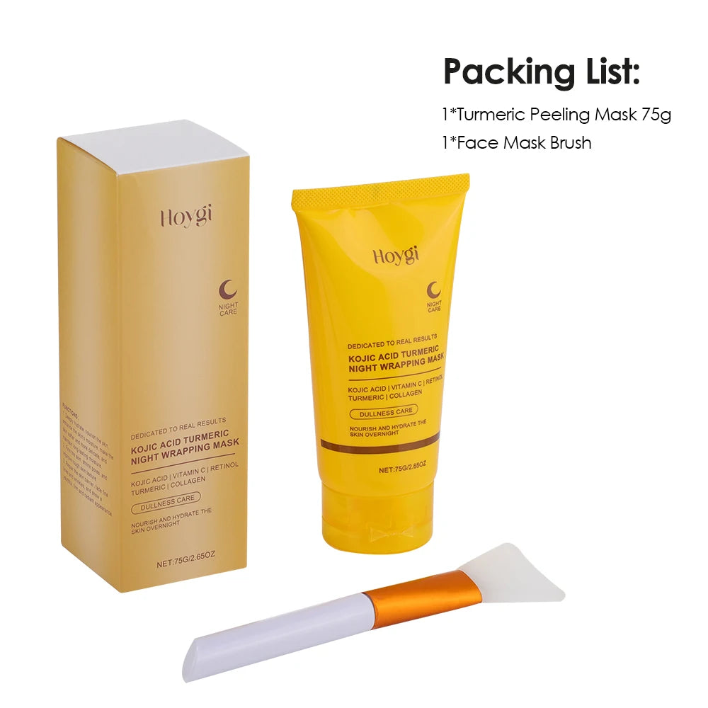 Night Repair Face Mask Kojic Acid Turmeric Overnight Wrapping Mask Collagen Peel Off Facial Mask Moisturizing Brightening Skin