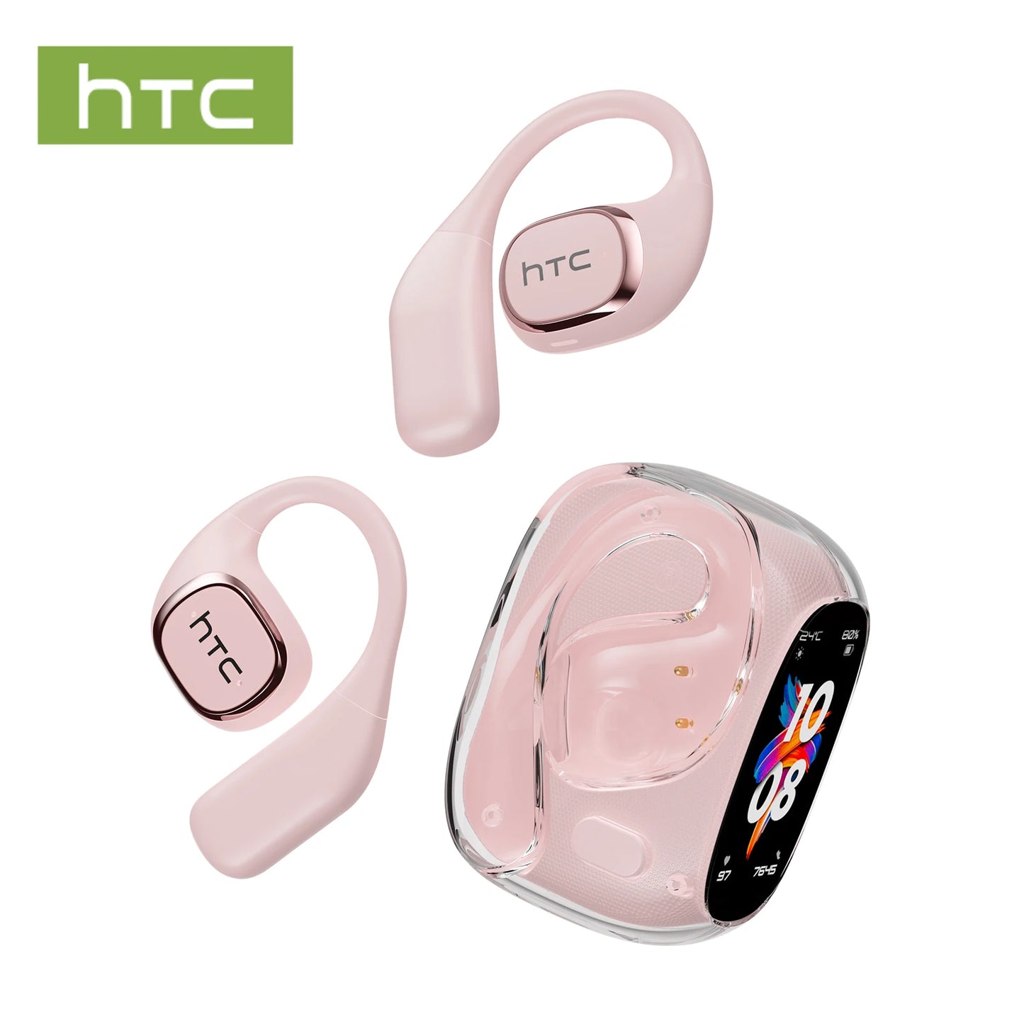 HTC NE11 Bluetooth 6.0 OWS Wireless Headphones Translation Earphones Full-Color Touch Screen Ultra Long Battery Life