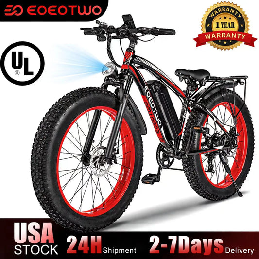 Electric Bike for Adults 1500W Peak Motor 34MPH Fast Speed 48V 15Ah Battery 26" Fat Tire Mountain Ebike 390lbs Max Load Aluminum