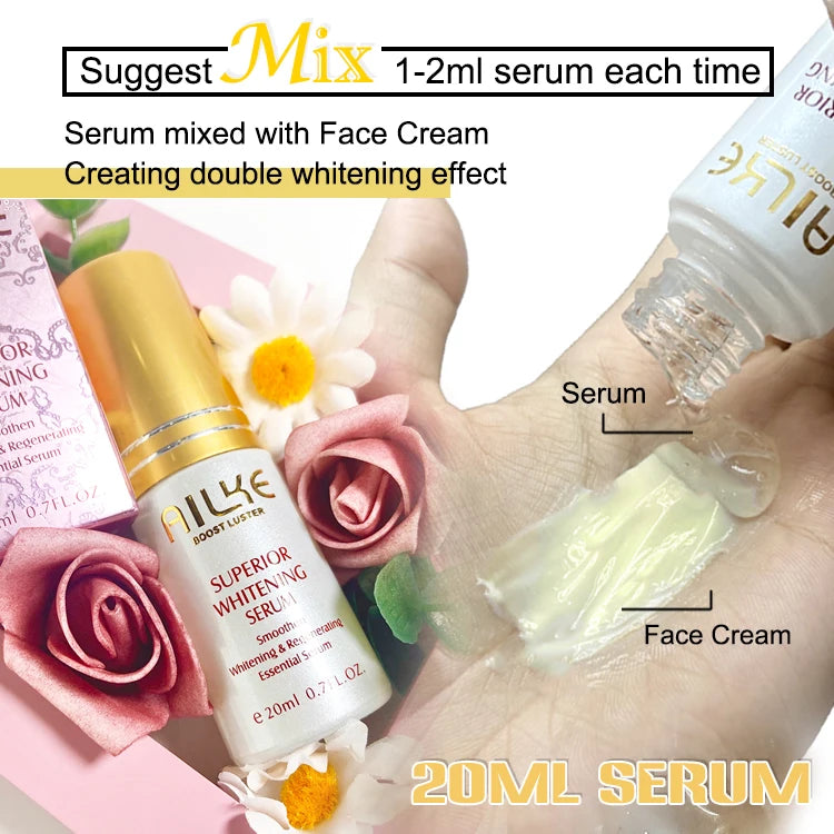 AILKE Lightening Anti-Wrinkle Face Cream, With Collagen, Hyaluronic Acid, Whitening Skin Care Women Facial Moisturizer Set
