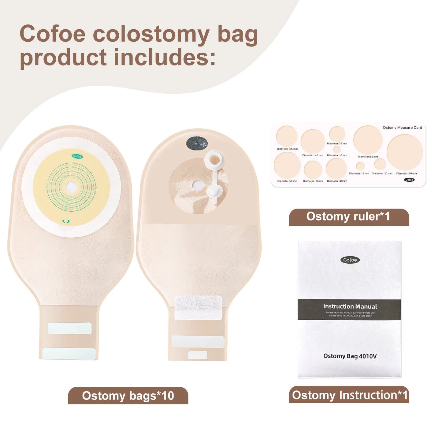 Cofoe Economical Drain Valve Colostomy Bags One Piece Ostomy Pouch