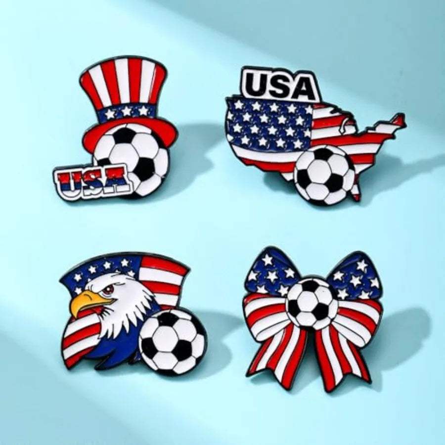 2026 FIFA World Cup America Brooch Pins Game Day Patriotic America Flag Soccer Lapel Pins FIFA Cheering Badge Cloth Backpack Ha