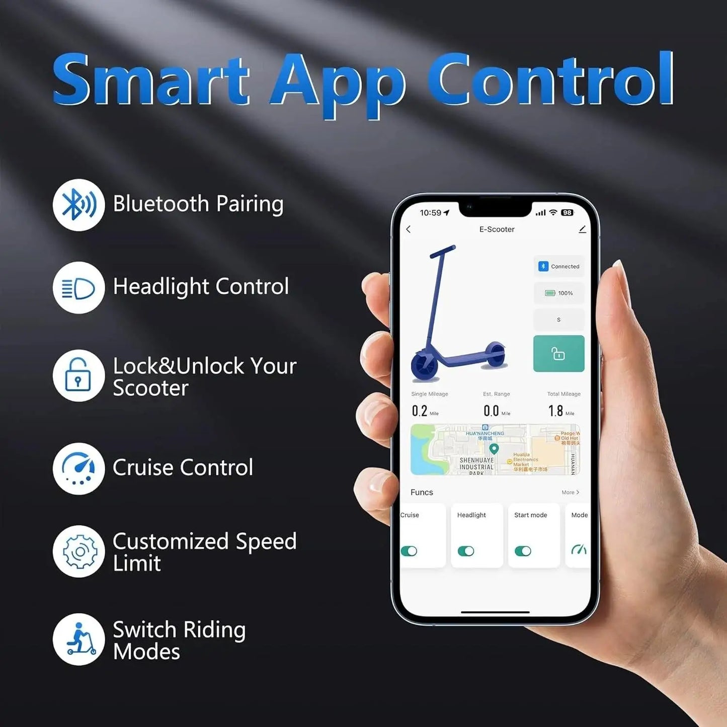AOVOPRO New ESMAX Electric Scooter 500W 22MPH Adult APP Smart Scooter 28 miles Range Shock-absorbing Anti-skid Folding E-Scooter