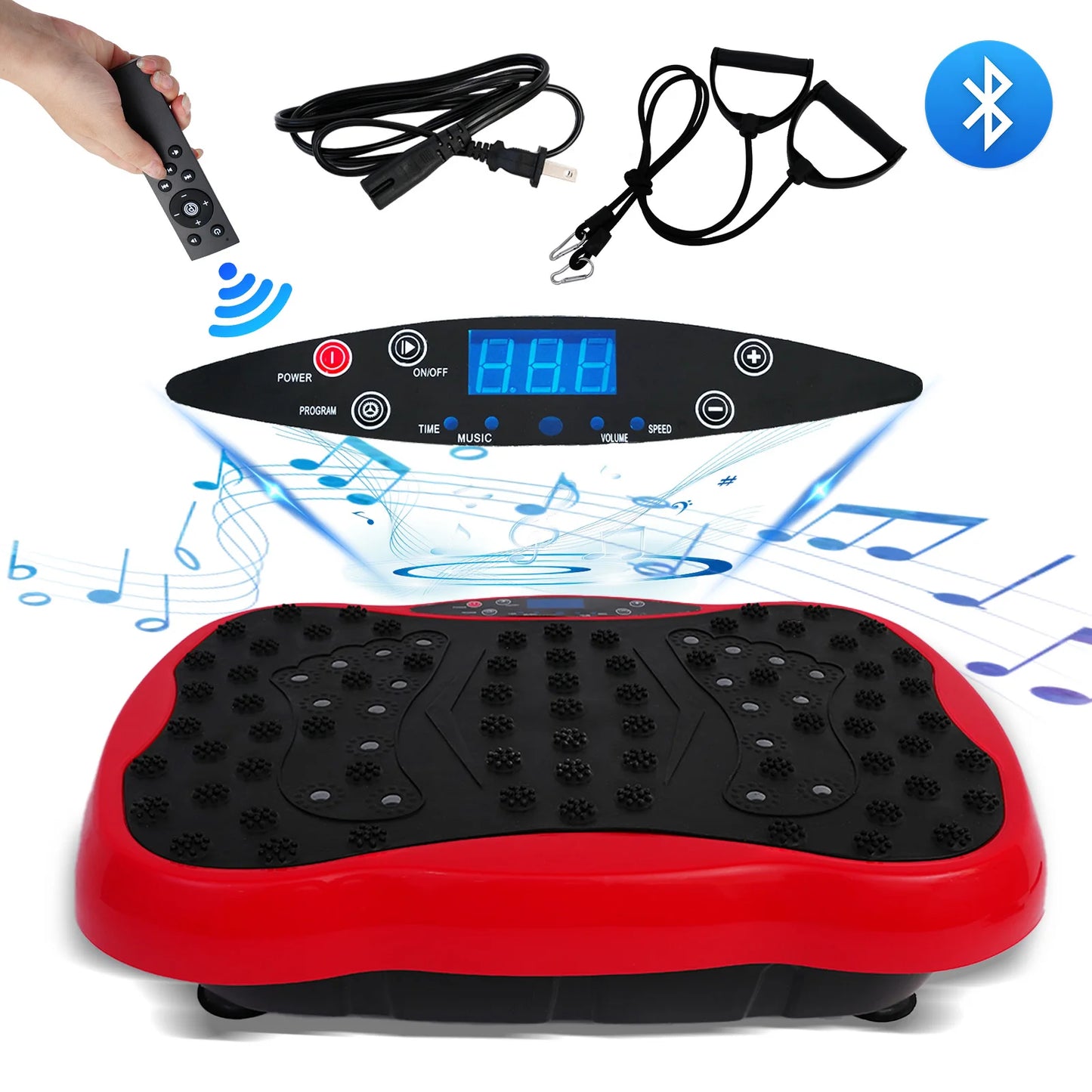 Full-Body Vibration Plate Exercise Machine Fitness Equipment Workout 330lbs Weight Loss with Resistance Bands Remote Control