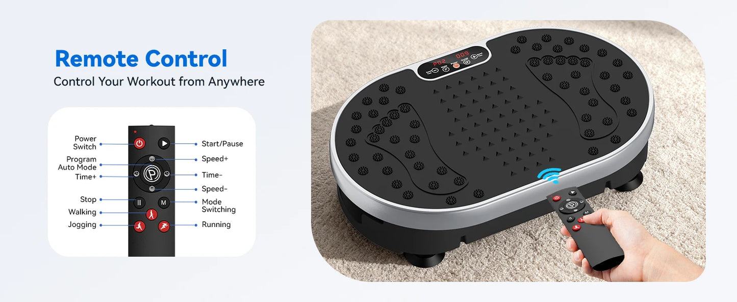 Vibration Plate 18 inch Exercise Machine Whole Body Workout Power Vibrate Fitness Platform  Weight Loss Shaping 120 Speed Levels