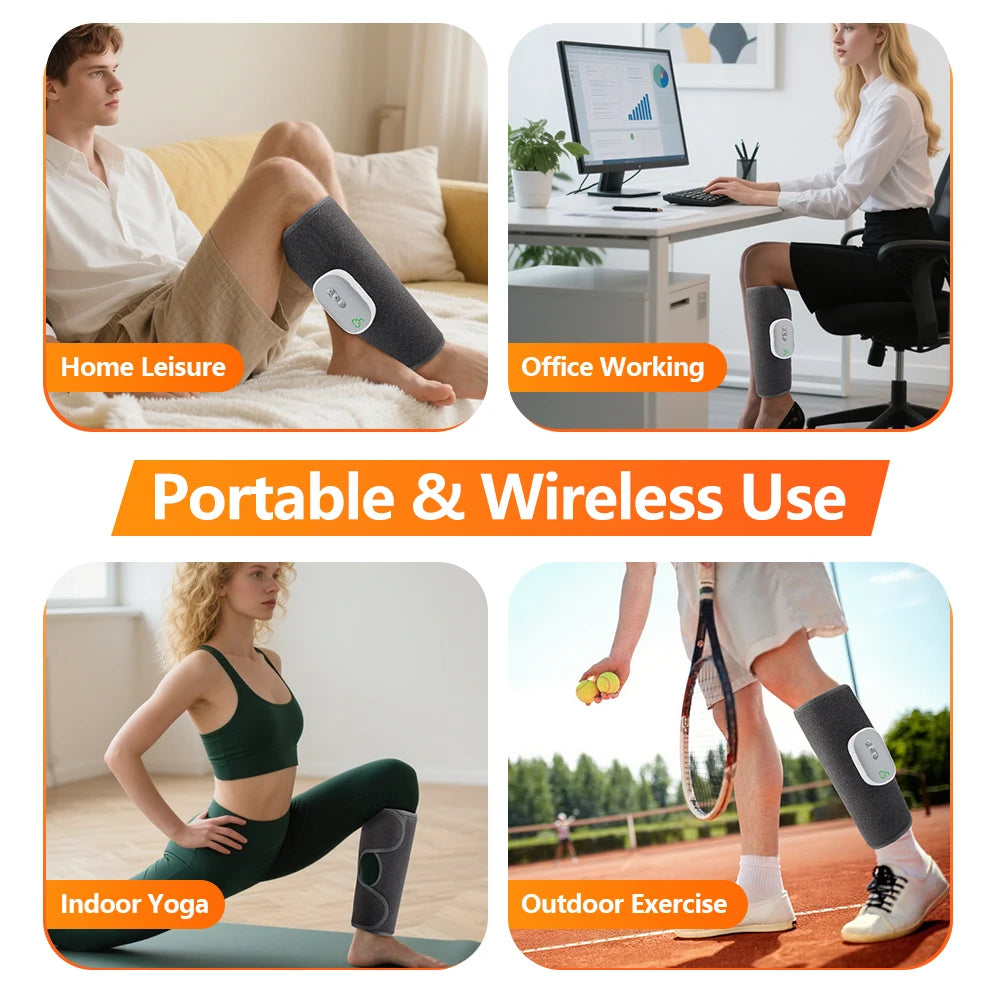 Wireless Air Pressure Calf Massager Electric 8 Level 4 Mode Air Compression Leg Massager Calf Muscle Relaxing Blood Circulation