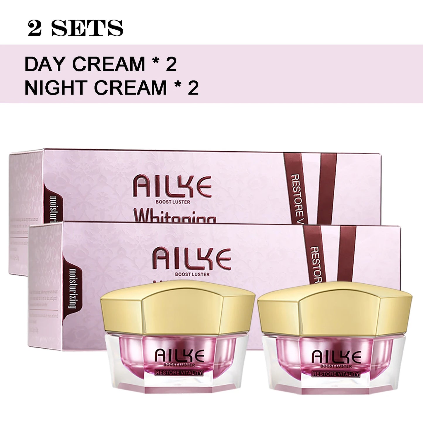 AILKE Lightening Anti-Wrinkle Face Cream, With Collagen, Hyaluronic Acid, Whitening Skin Care Women Facial Moisturizer Set