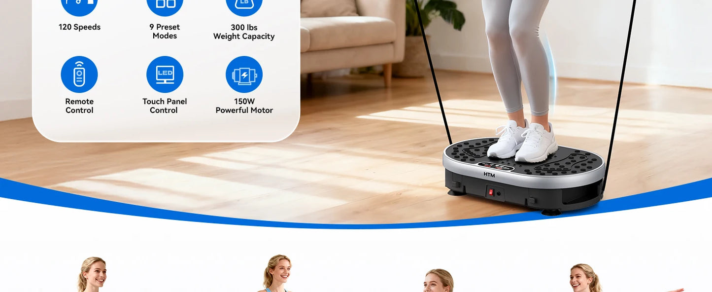 Vibration Plate 18 inch Exercise Machine Whole Body Workout Power Vibrate Fitness Platform  Weight Loss Shaping 120 Speed Levels