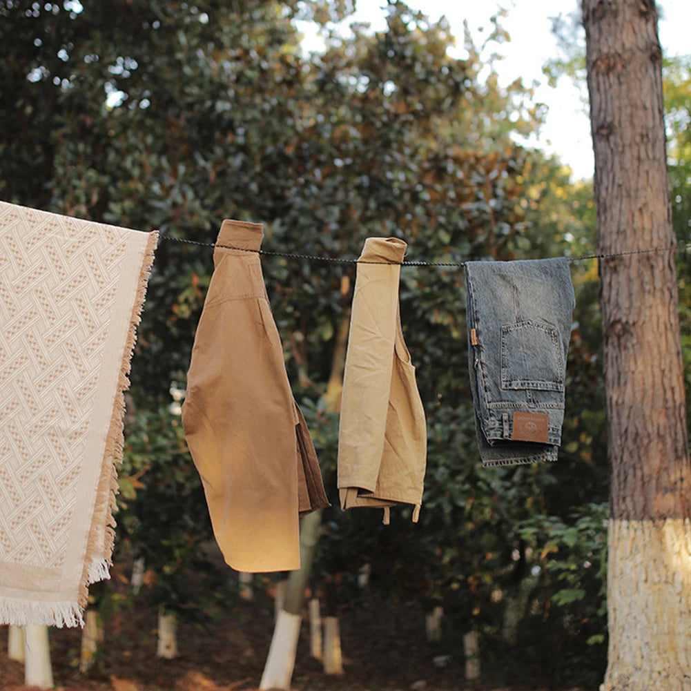 Camping Stretch Clothesline With 12 Clips Portable Travel Laundry Rope