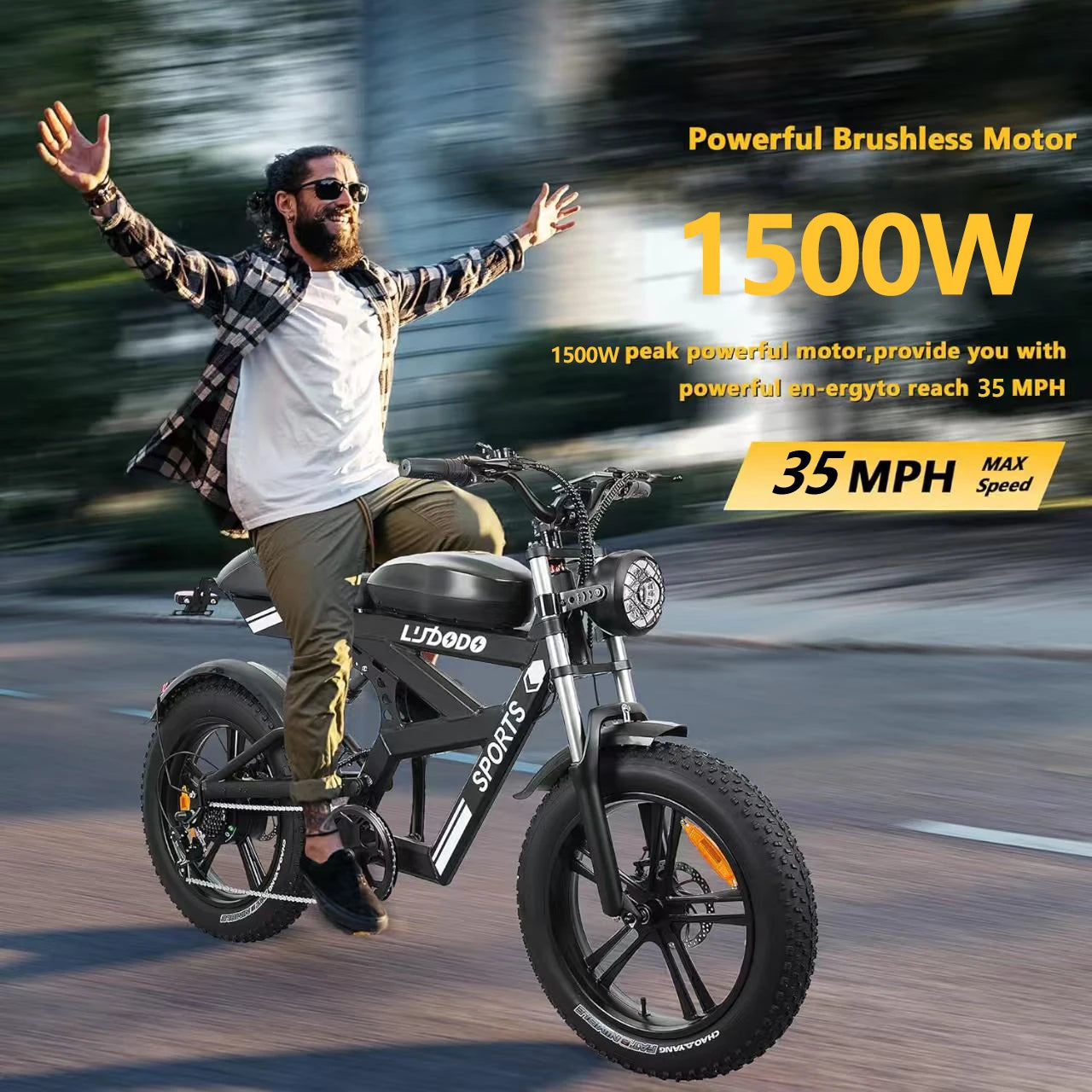 Electric Fat Tire Bike For Adults 1500W 35MPH 48V Battery
