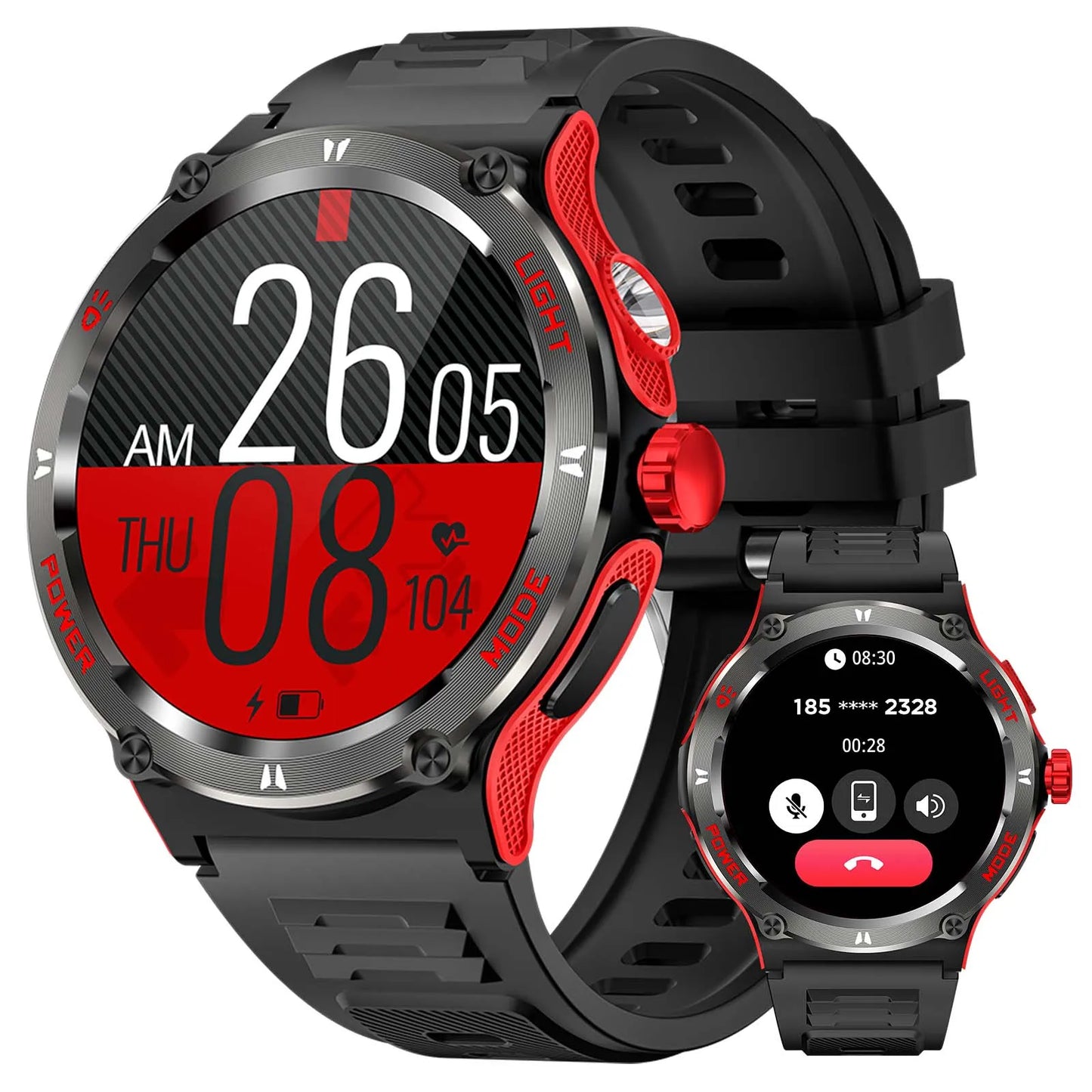 LaNikar Smart Watch 3ATM Waterproof 1.53" New KT76 Men Sport With Compass And LED Flashlight Heart Rate Sleep Analysis Bluetooth