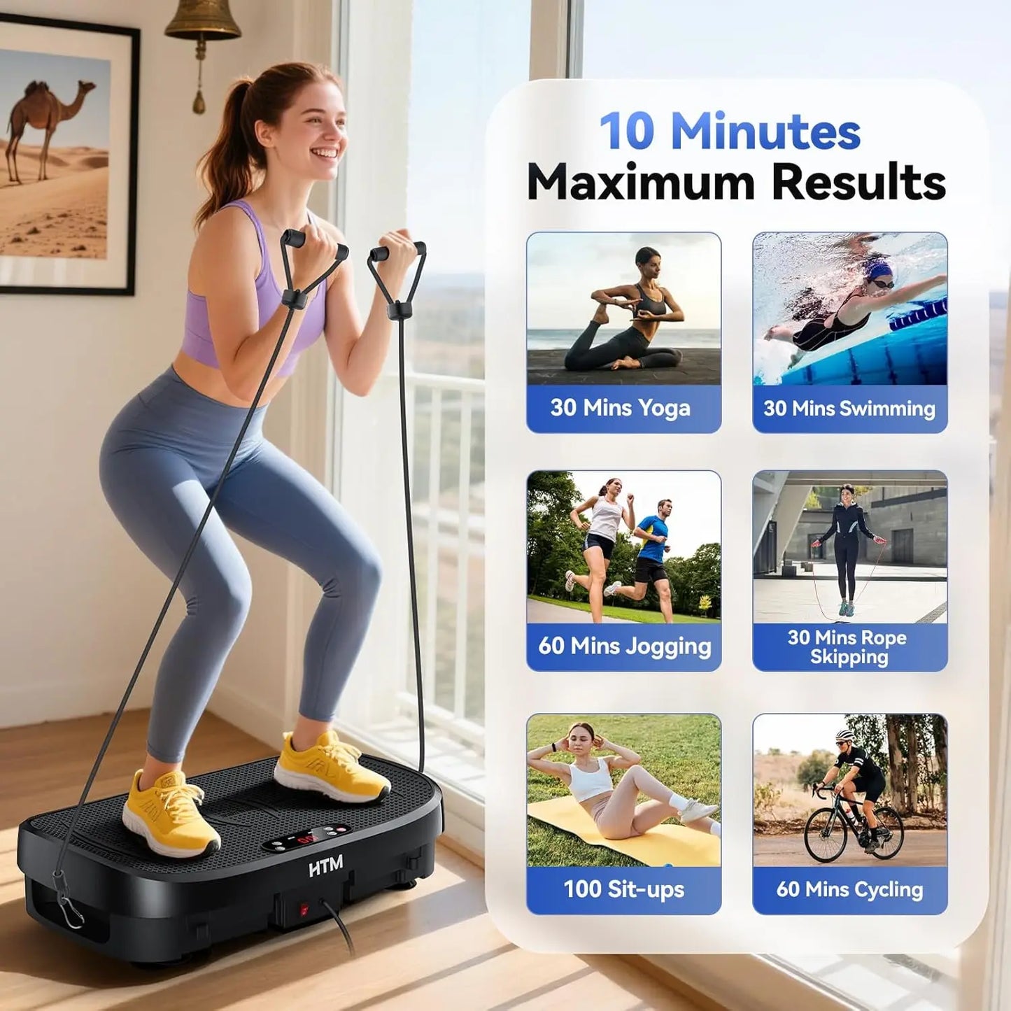 120 Speed Vibration Plate Whole Body Workout Quiet Operation Compact Home Gym Equipment for Muscle Relax Slimming Toning Healthy