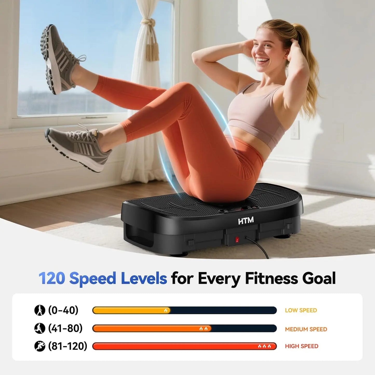 120 Speed Vibration Plate Whole Body Workout Quiet Operation Compact Home Gym Equipment for Muscle Relax Slimming Toning Healthy