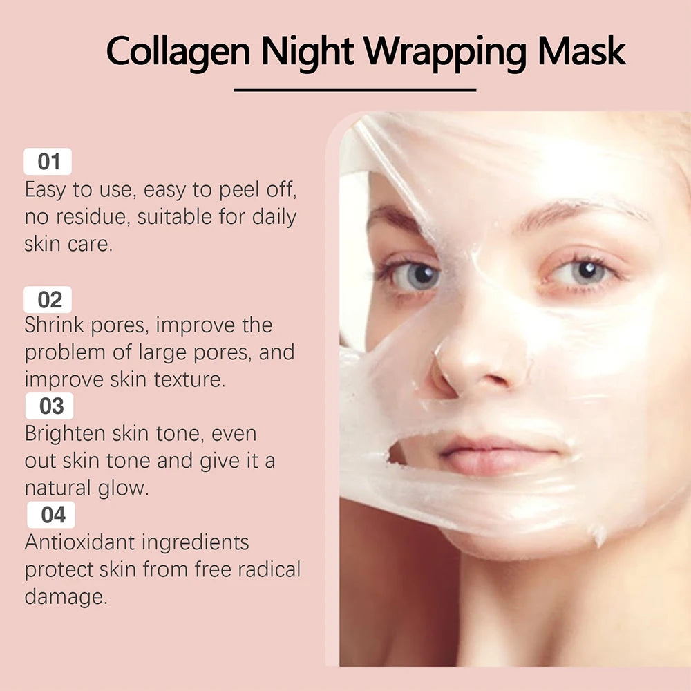 75g Collagen Wrapping Peel Off Facial Mask Elasticity Hydration Reduces Sagging Dullness Hydrolyzed Collagen Skin Care