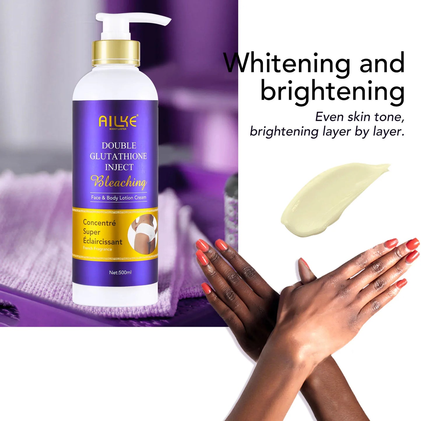 AILKE Whitening Skin Care Set, Lightening, With Double Glutathione, Reduce Black, Dark and White Spots, For All Skin Types