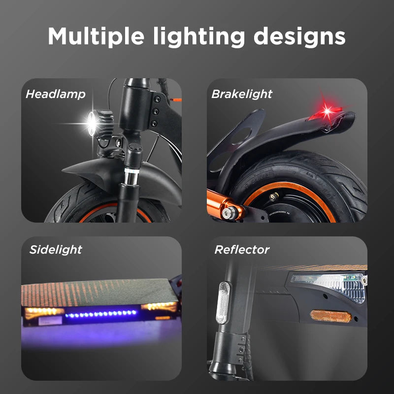 900w Peak Motor Electric Scooter Adult 48v 15ah Foldable 28-33 Miles Range 28mph Max Speed Scooter 10-Inch Tire Escooter T4pro
