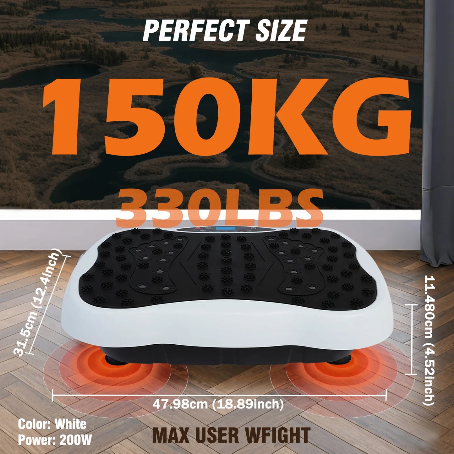 Full-Body Vibration Plate Exercise Machine Fitness Equipment Workout 330lbs Weight Loss with Resistance Bands Remote Control