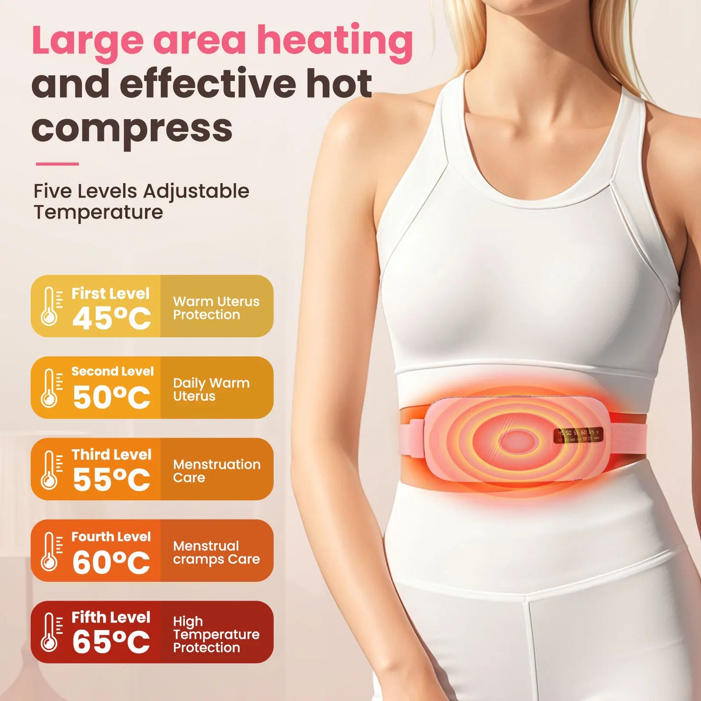 PASTSKY 5 Modes Electric Heating Waist Massage Belt Menstrual Relief