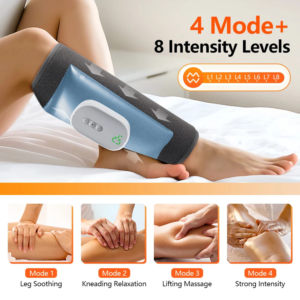 Wireless Air Pressure Calf Massager Electric 8 Level 4 Mode Air Compression Leg Massager Calf Muscle Relaxing Blood Circulation