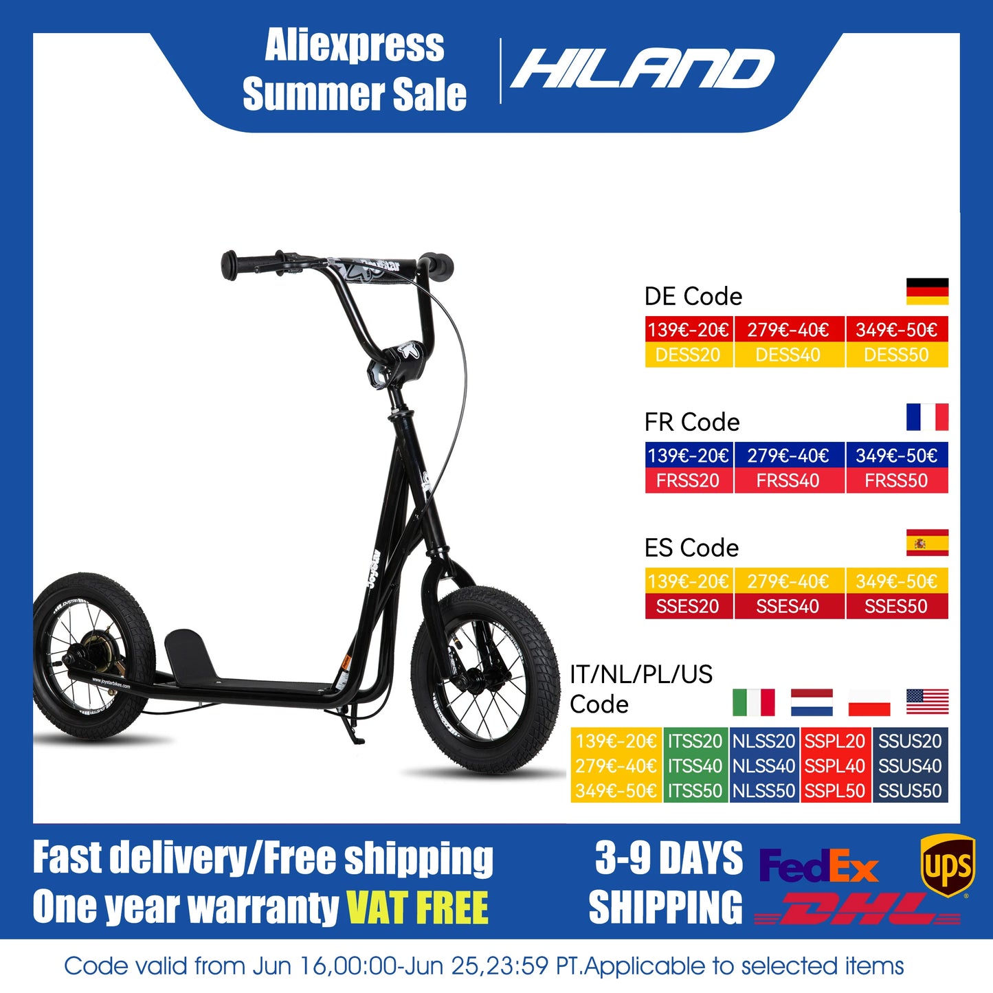Kick Scooter For Ages 5-9 With Adjustable Handlebar And VBrake