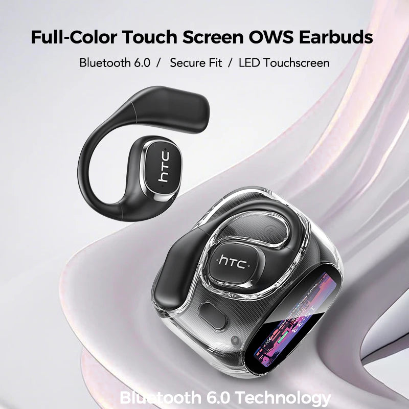 HTC NE11 Bluetooth 6.0 OWS Wireless Headphones Translation Earphones Full-Color Touch Screen Ultra Long Battery Life