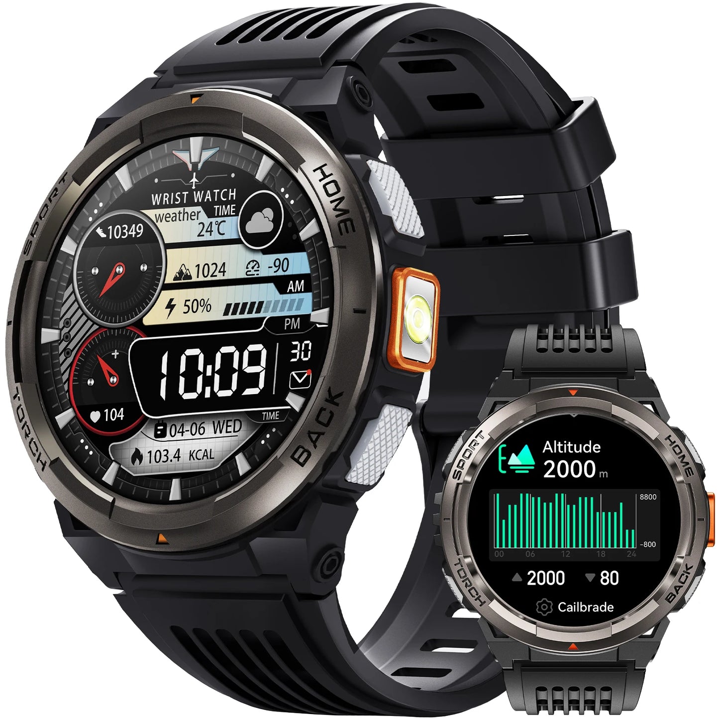 EIGIIS 1.45 Inch Smart Watch KE5 3ATM Waterproof Original Design Sports Watch With Compass And Altitude Barometer LED Flashlight