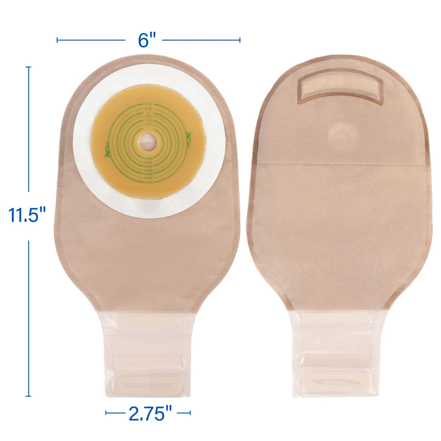 Colostomy One Piece Drainable Pouches With Clamp Closure 10 Pack