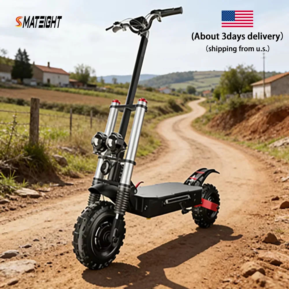 6000W Adults Electric Scooter 11Inch Off Tires 72V 20AH Foldable Escooter with Shock Absorbtion with Seat US Free Shipping