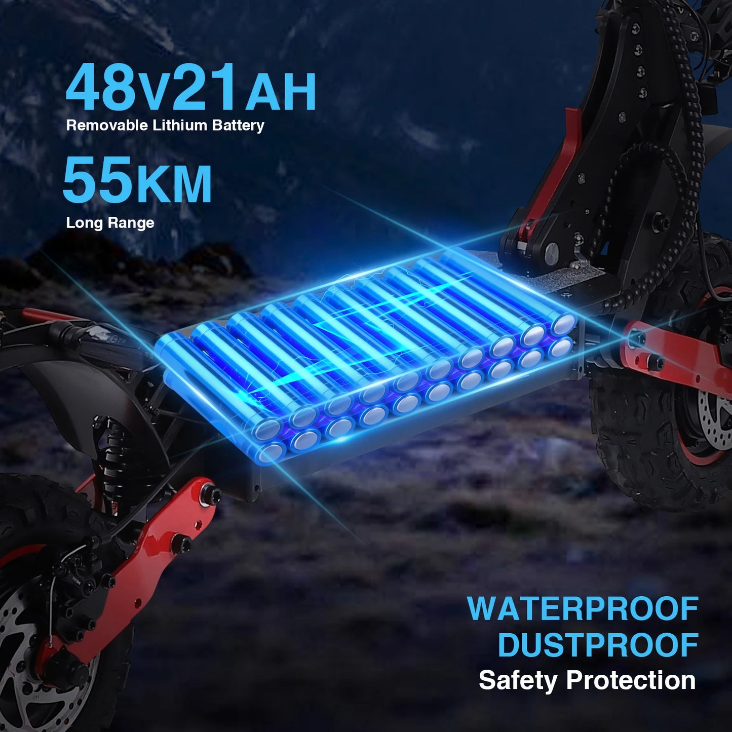 FREEBOY H6/H9 Adult Electric Scooter 1200W*2 Motor, 48V 21AH Folding E-Scooter 11 Fat Tire E-Mountain Scooter