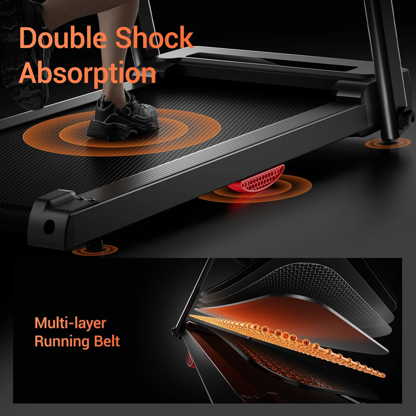 NONEDriving 3.0HP Brushless Foldable Home Treadmill With HR Monitor