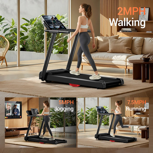 NONEDriving 3.0HP Brushless Foldable Home Treadmill With HR Monitor