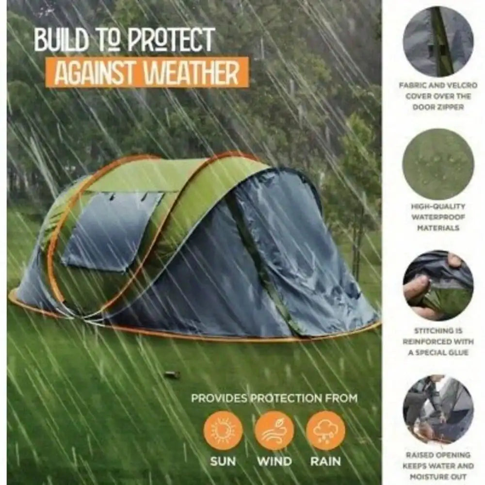 Camping Tent Quick Pop Up Waterproof With Double Door Access