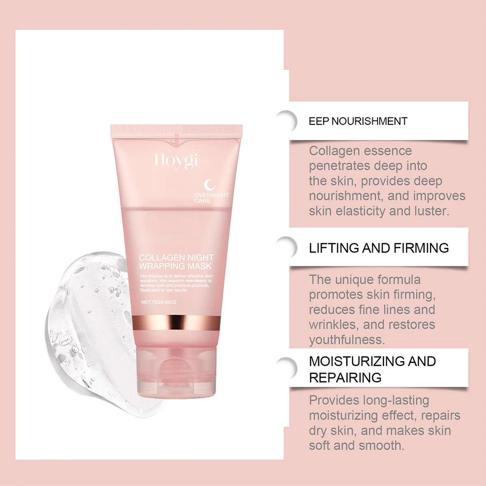 75g Collagen Wrapping Peel Off Facial Mask Elasticity Hydration Reduces Sagging Dullness Hydrolyzed Collagen Skin Care