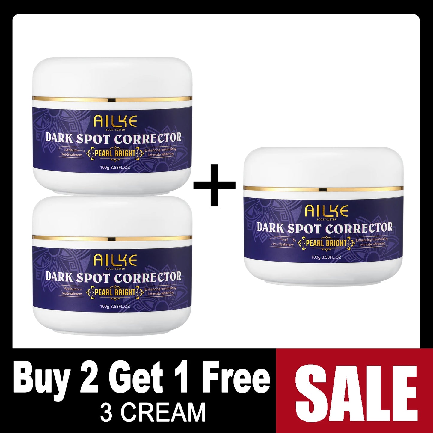 AILKE Double Glutathione Dark Spots Remover Face Cream, For Armpit, Elbows, Legs, White Spots, Age Spots, Sun Spots, Freckles