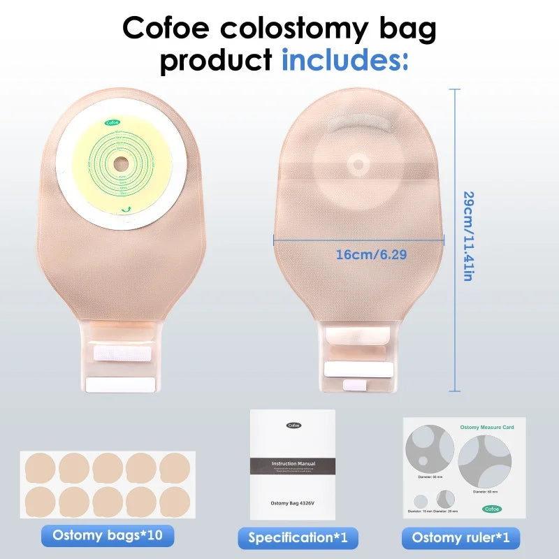 Cofoe Economical Drain Valve Colostomy Bags One Piece Ostomy Pouch