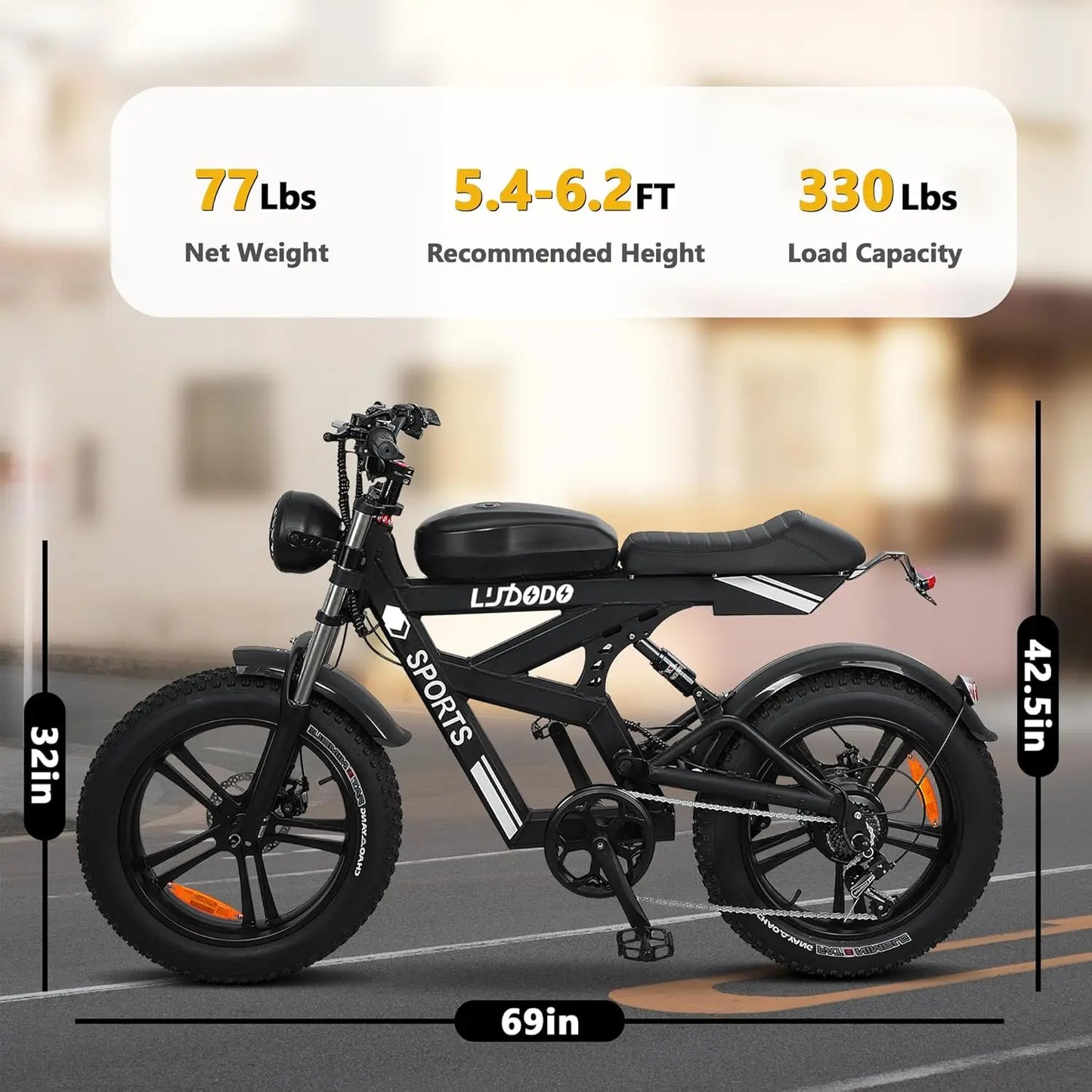 Electric Fat Tire Bike For Adults 1500W 35MPH 48V Battery