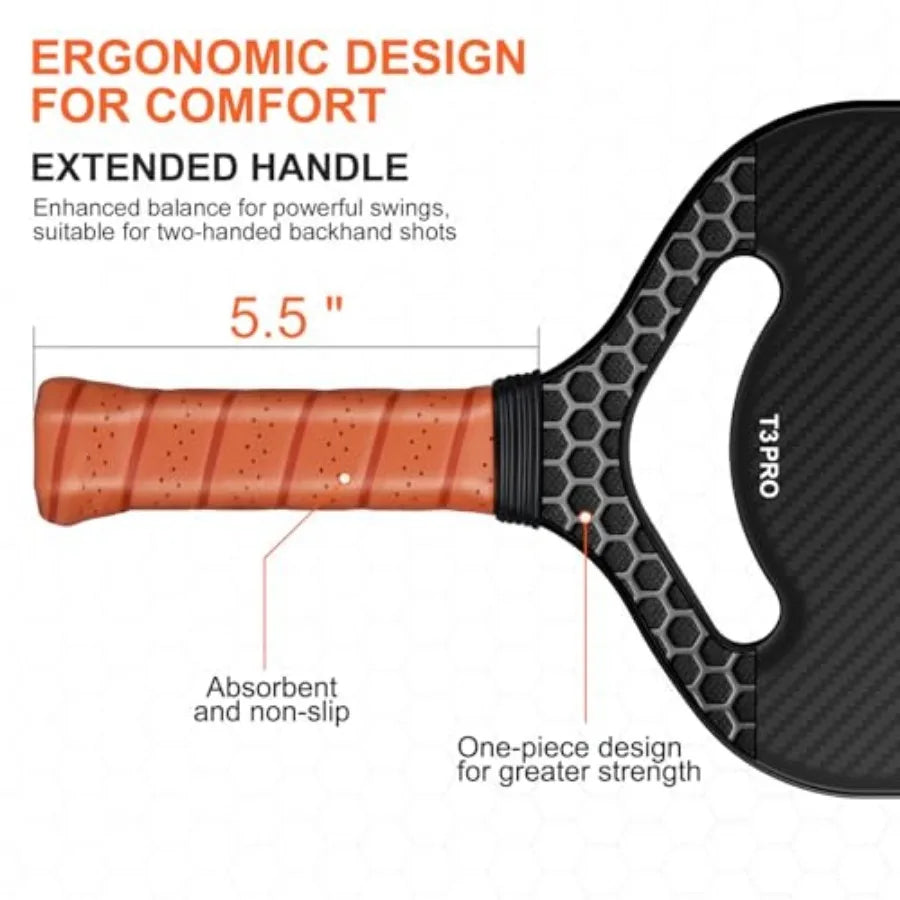 Carbon Fiber Pickleball Paddle with Aero Throat, USAPA Approved Pickleball Racket for Power and Control, Polymer Honeycomb Core