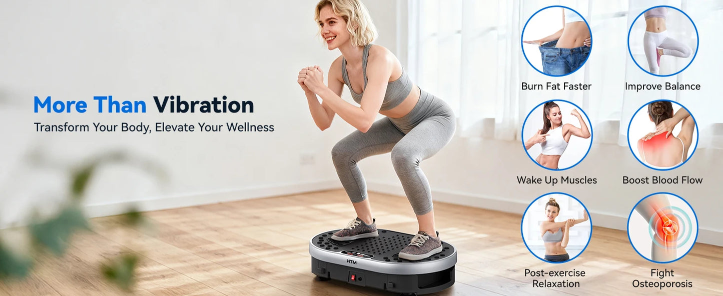 Vibration Plate 18 inch Exercise Machine Whole Body Workout Power Vibrate Fitness Platform  Weight Loss Shaping 120 Speed Levels