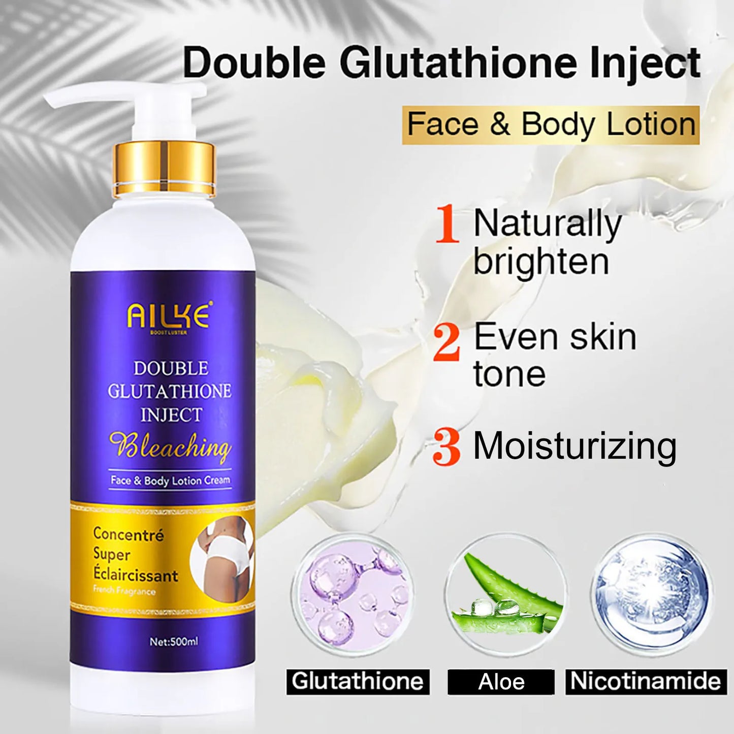 AILKE Whitening Skin Care Set, Lightening, With Double Glutathione, Reduce Black, Dark and White Spots, For All Skin Types