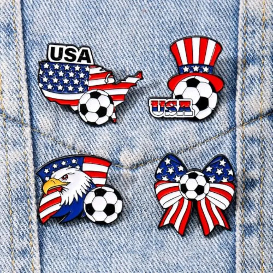 2026 FIFA World Cup America Brooch Pins Game Day Patriotic America Flag Soccer Lapel Pins FIFA Cheering Badge Cloth Backpack Ha