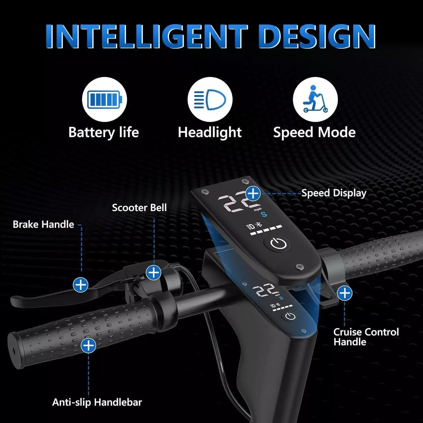 AOVOPRO New ESMAX Electric Scooter 500W 22MPH Adult APP Smart Scooter 28 miles Range Shock-absorbing Anti-skid Folding E-Scooter