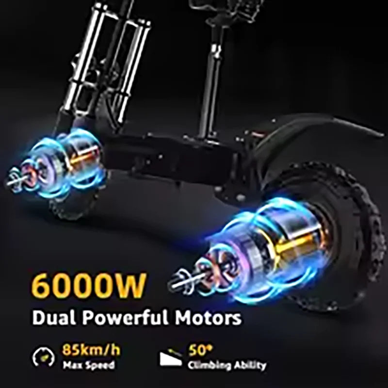 6000W Adults Electric Scooter 11Inch Off Tires 72V 20AH Foldable Escooter with Shock Absorbtion with Seat US Free Shipping