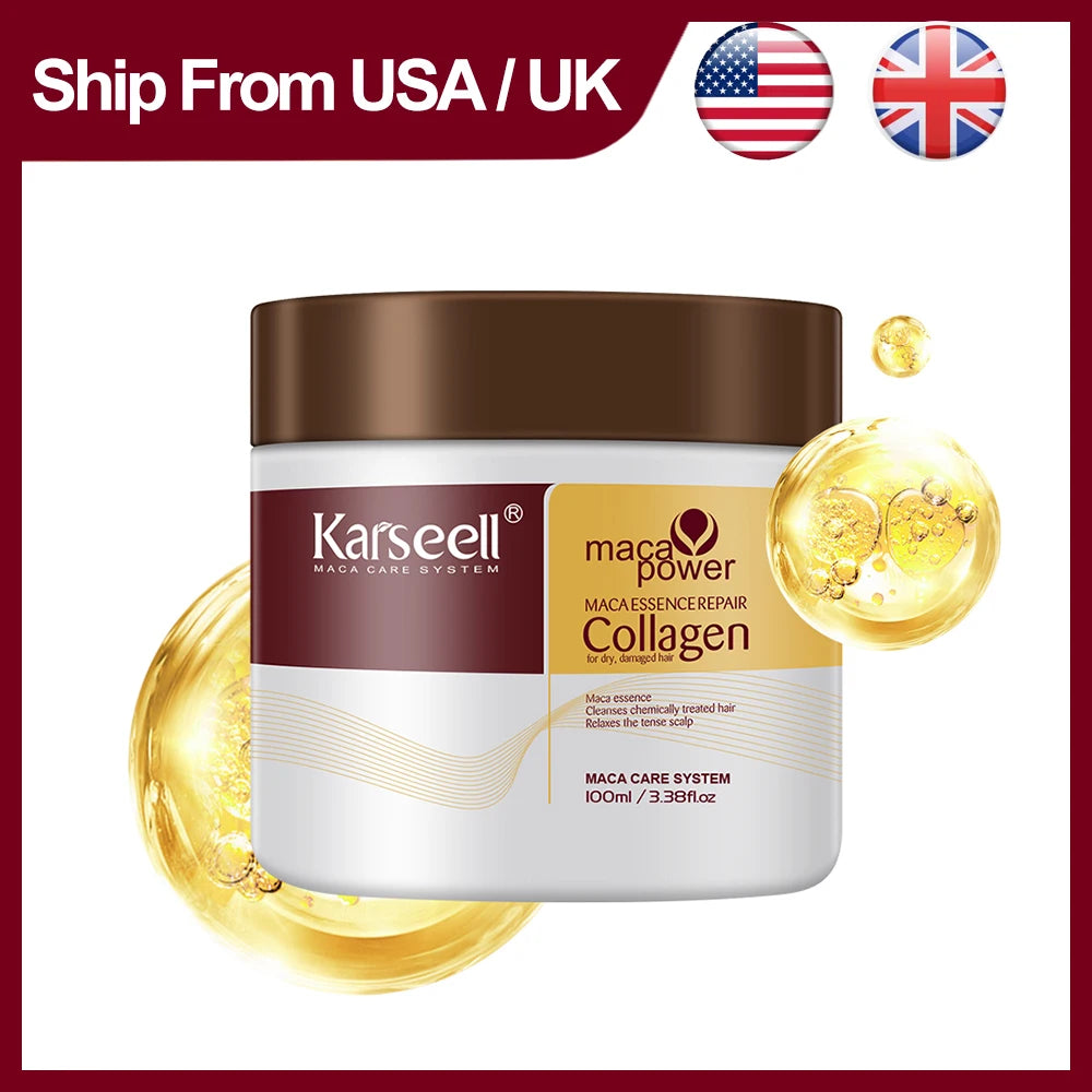 Karseell 100ML Collagen Hair Mask Deep Repair Damage Argan Oil Collagen Hair Treatment  Prevent Hair Breakage for All Hair Types