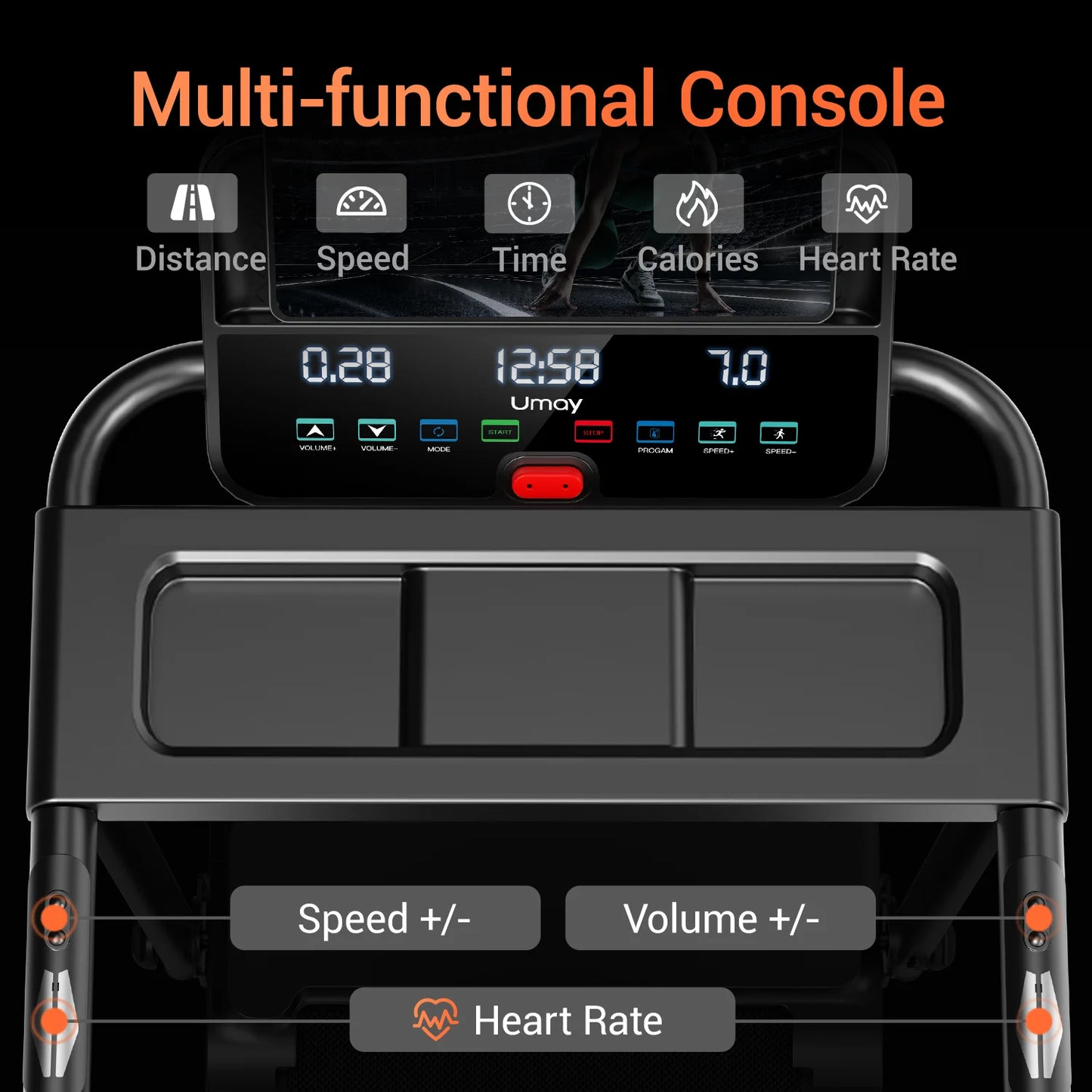 NONEDriving 3.0HP Brushless Foldable Home Treadmill With HR Monitor