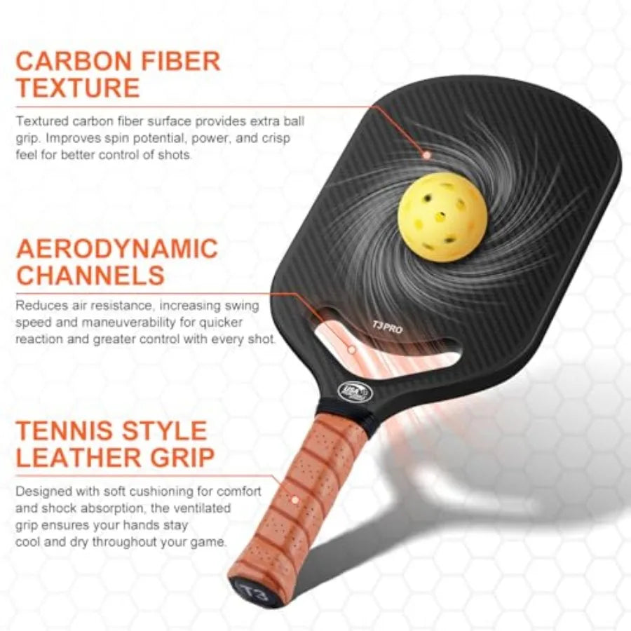 Carbon Fiber Pickleball Paddle with Aero Throat, USAPA Approved Pickleball Racket for Power and Control, Polymer Honeycomb Core