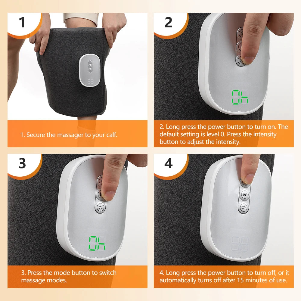 Wireless Air Pressure Calf Massager Electric 8 Level 4 Mode Air Compression Leg Massager Calf Muscle Relaxing Blood Circulation