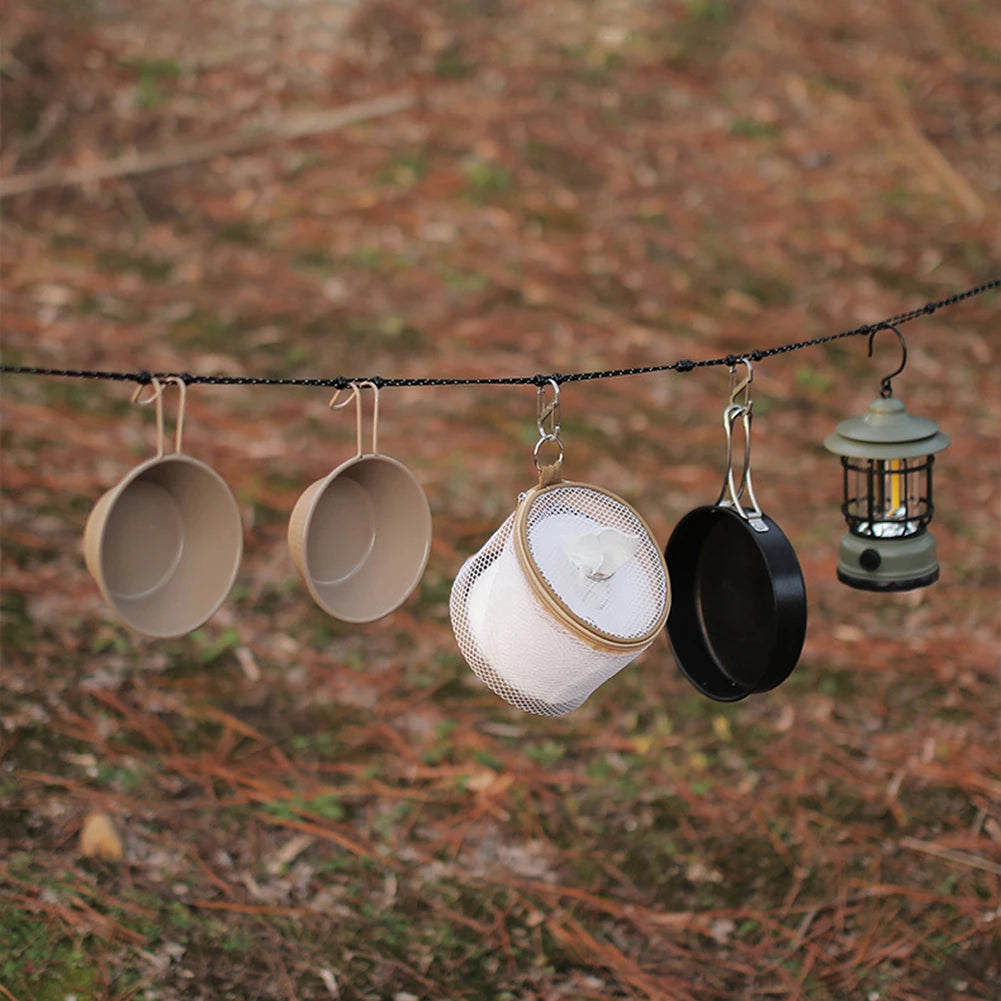 Camping Stretch Clothesline With 12 Clips Portable Travel Laundry Rope