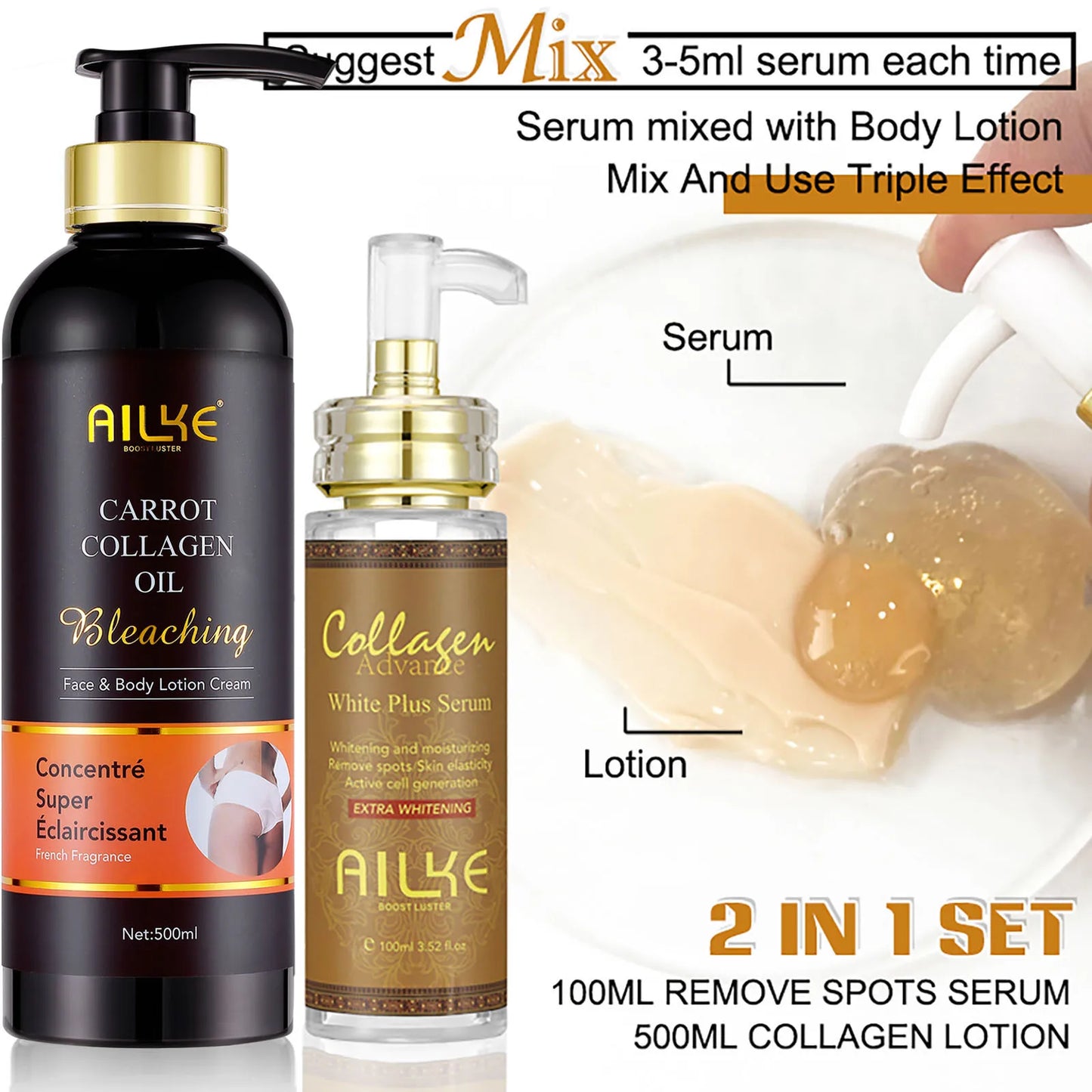 Collagen whitening essence, used for facial and body moisturizing, brightening skin, radiant skin, even black spots, age spots,