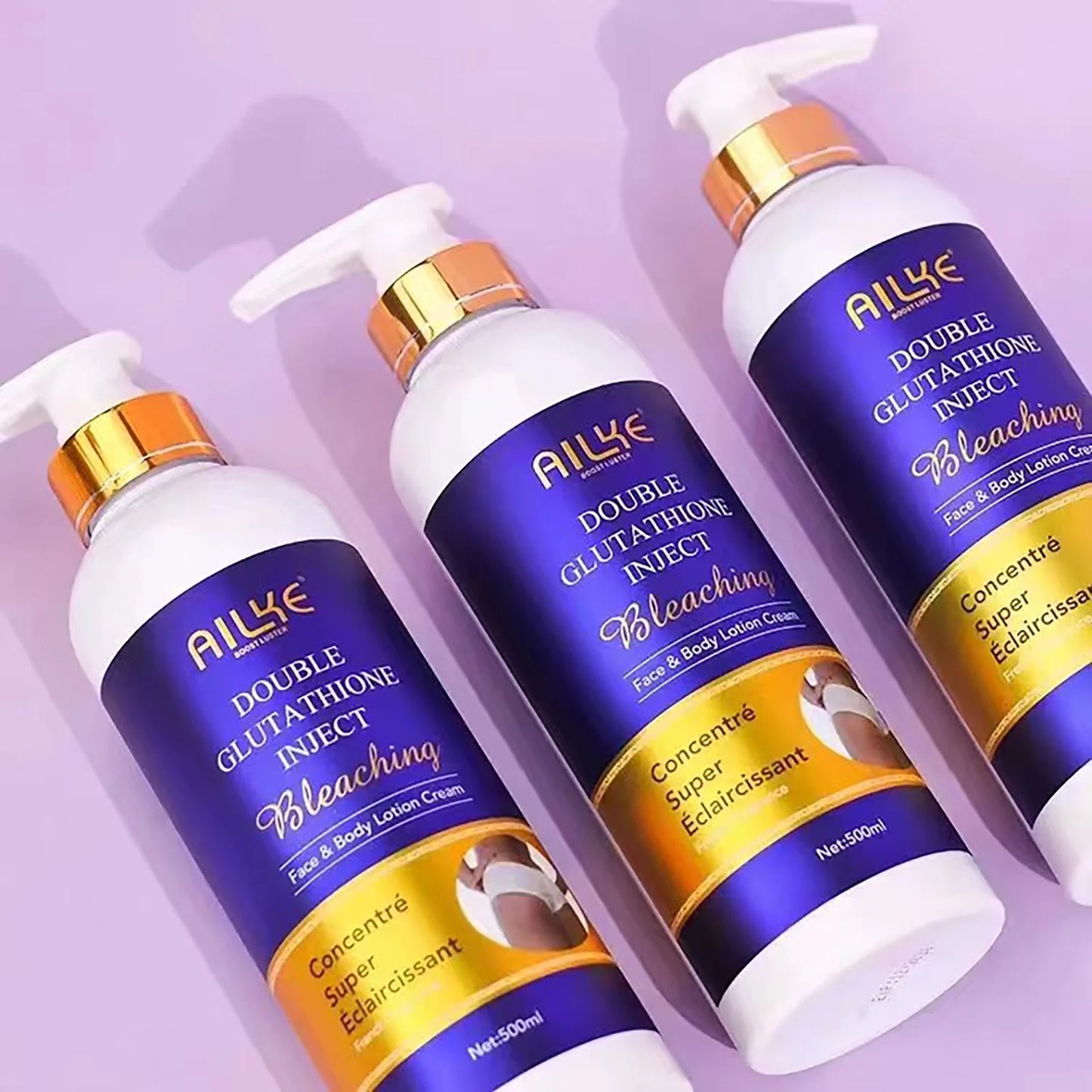 AILKE Whitening Skin Care Set, Lightening, With Double Glutathione, Reduce Black, Dark and White Spots, For All Skin Types