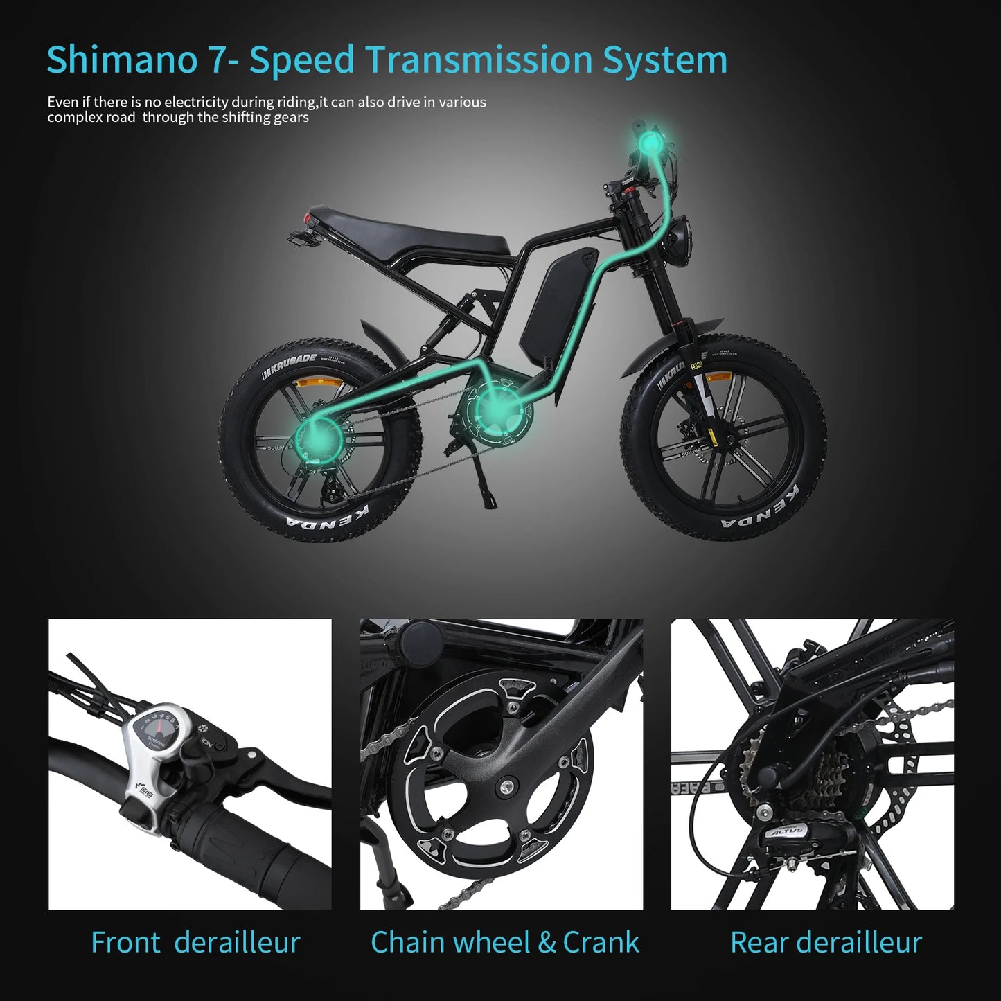 Xtion Electric Mountain Bike 750W 48V 17.5Ah 45Mile Class 3 E-Bike, 20" Fat Tire All-Terrain Bike with LCD Display UL Certified